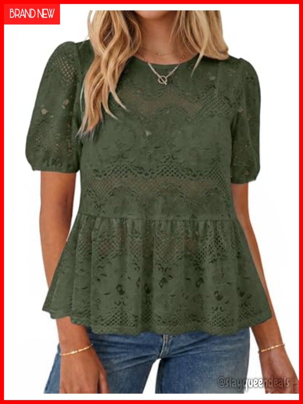 Lace Peplum Top Womens Babydoll Blouse Ruffle Hollow Out Summer Vacation